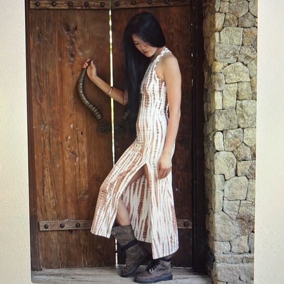 Bodycon boho Shibori tie-dye maxi with slit - Picture 2 of 10